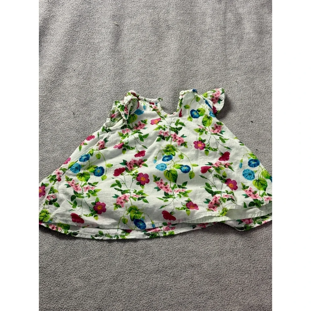 Old Navy Baby Girl Floral Flutter Sleeve Top White Pink Blue 0-3 Months
